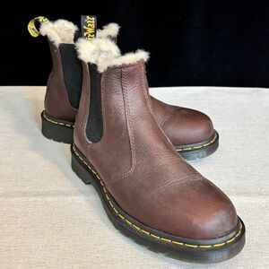 Dr. Martens Faux Fur Lined Chelsea Boots in Brown